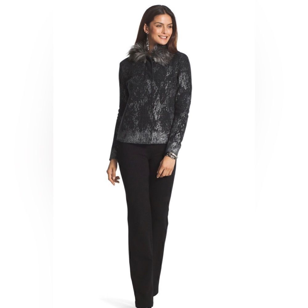 Chico’s Kendall Foil-Printed Cardigan sz 2 (12/L)